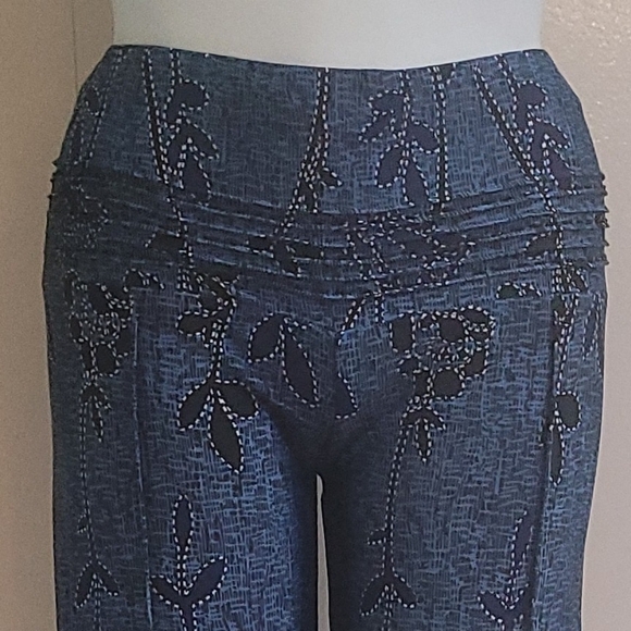 Urban Mango Straight Leg Blue Printed Pant Leisure Palazzo Women's Sz L Culottes - Picture 10 of 11